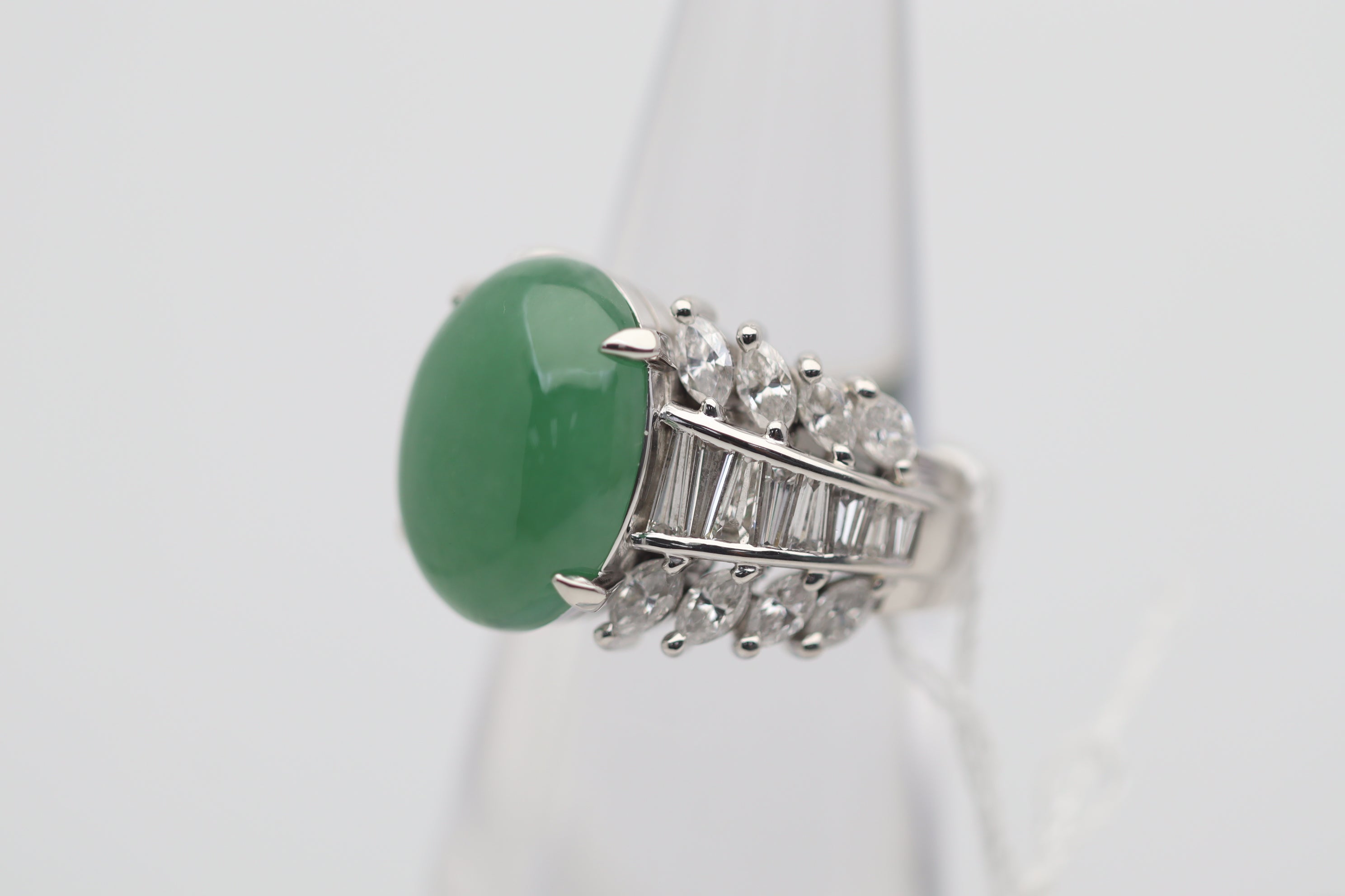 Jadeite Jade Diamond Platinum Ring