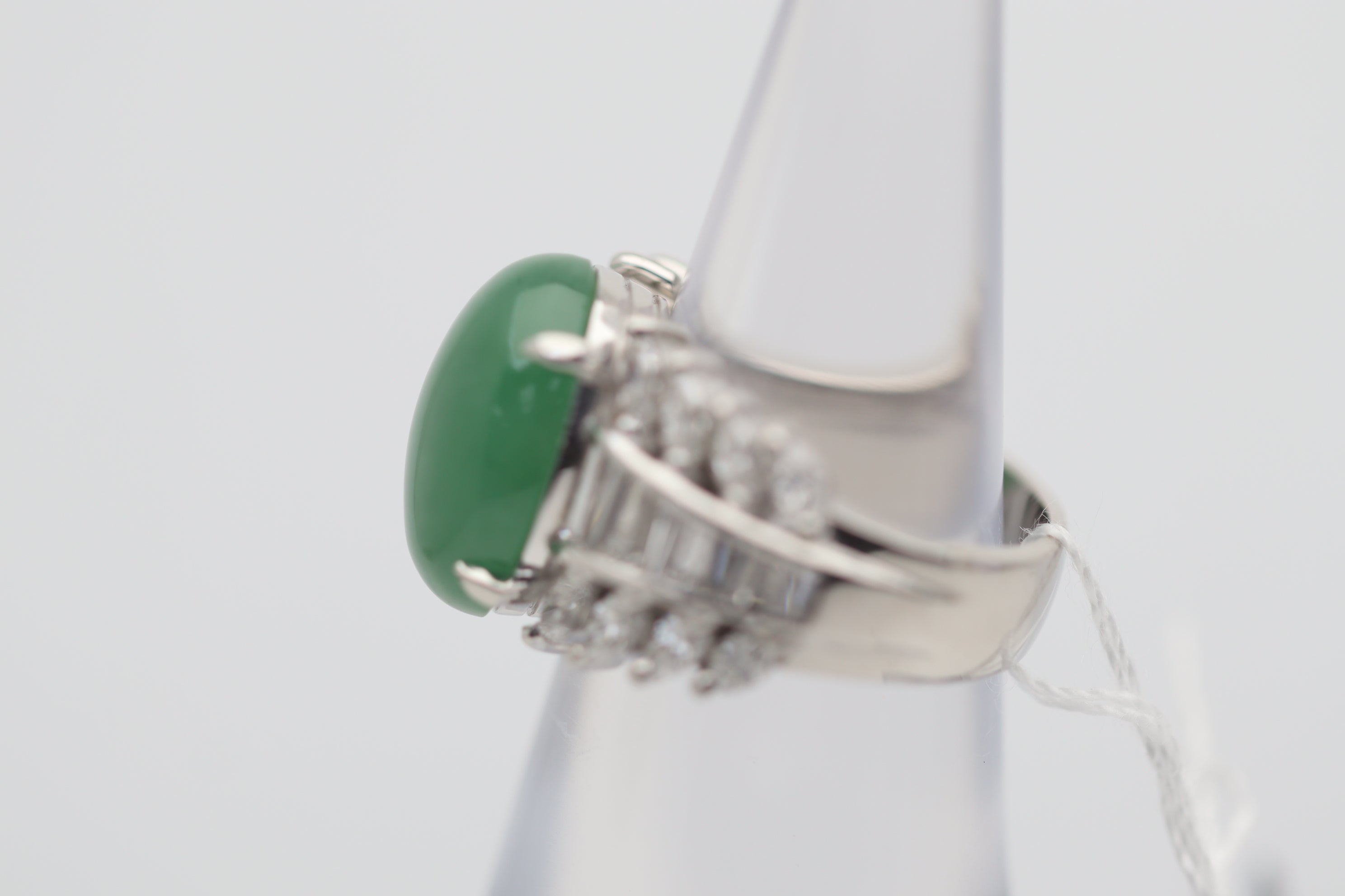 Jadeite Jade Diamond Platinum Ring