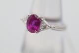 2.08 Carat Pink Sapphire Diamond 3-Stone Platinum Ring