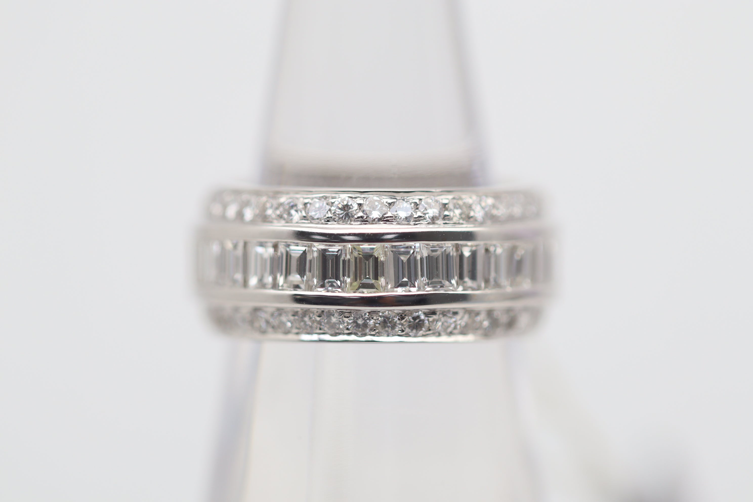 Diamond 18K White Gold Eternity Band Ring, Size 6