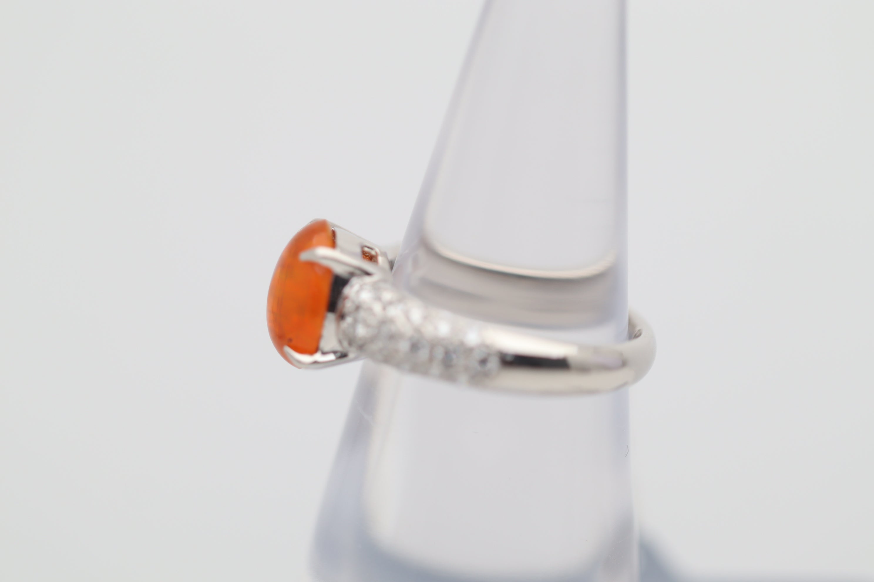 Mexican Fire Opal Diamond Platinum Ring