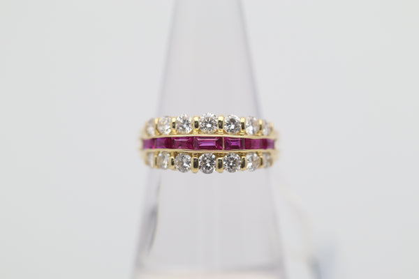 Ruby Diamond Gold Band Ring