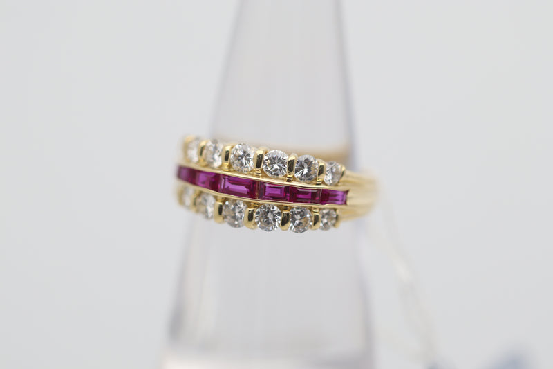 Ruby Diamond Gold Band Ring