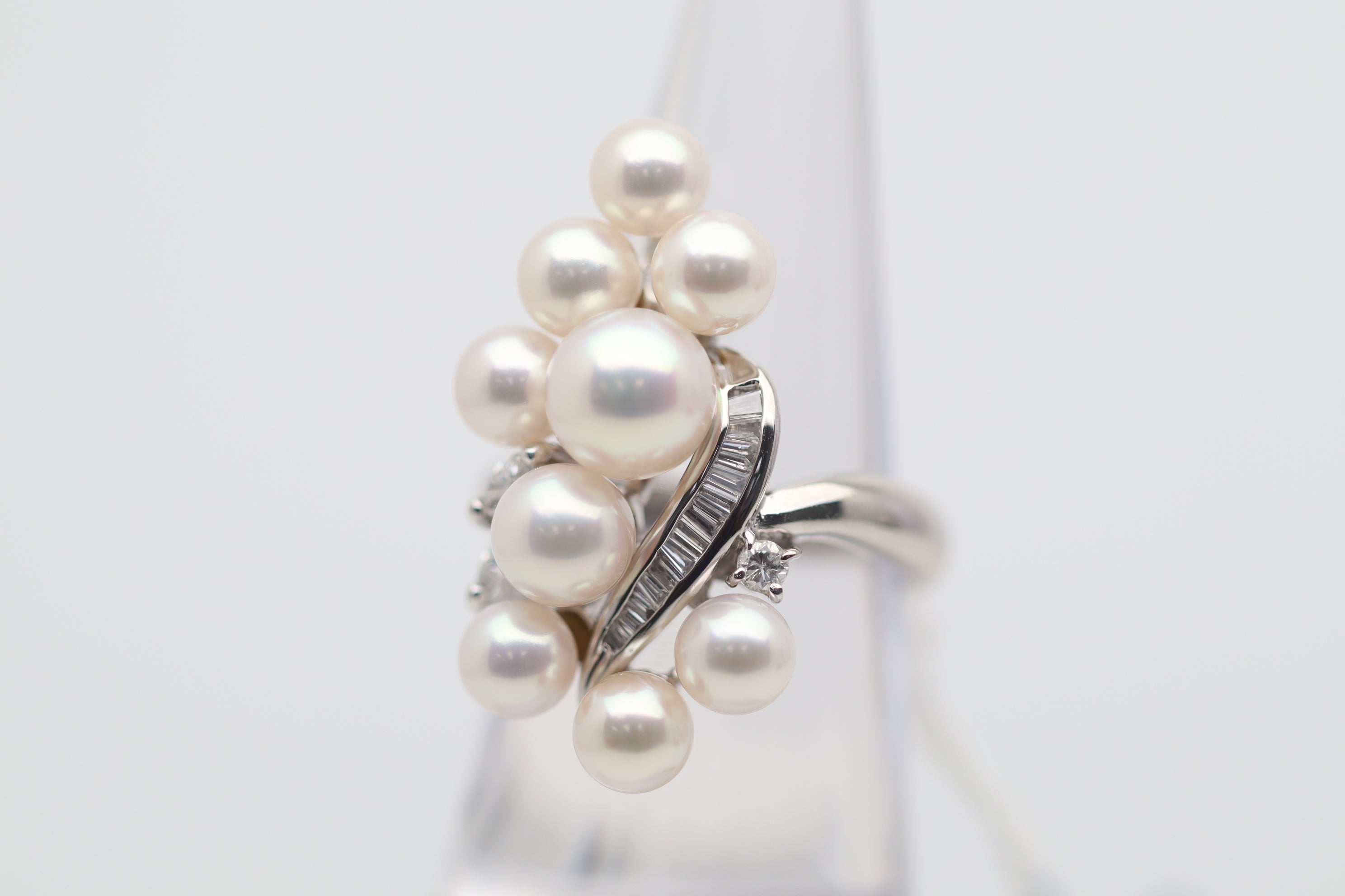 Akoya Pearl Diamond Platinum Ring