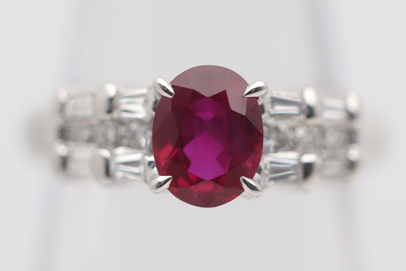 1.46 Carat Burmese Ruby Diamond Platinum Ring, GIA Certified