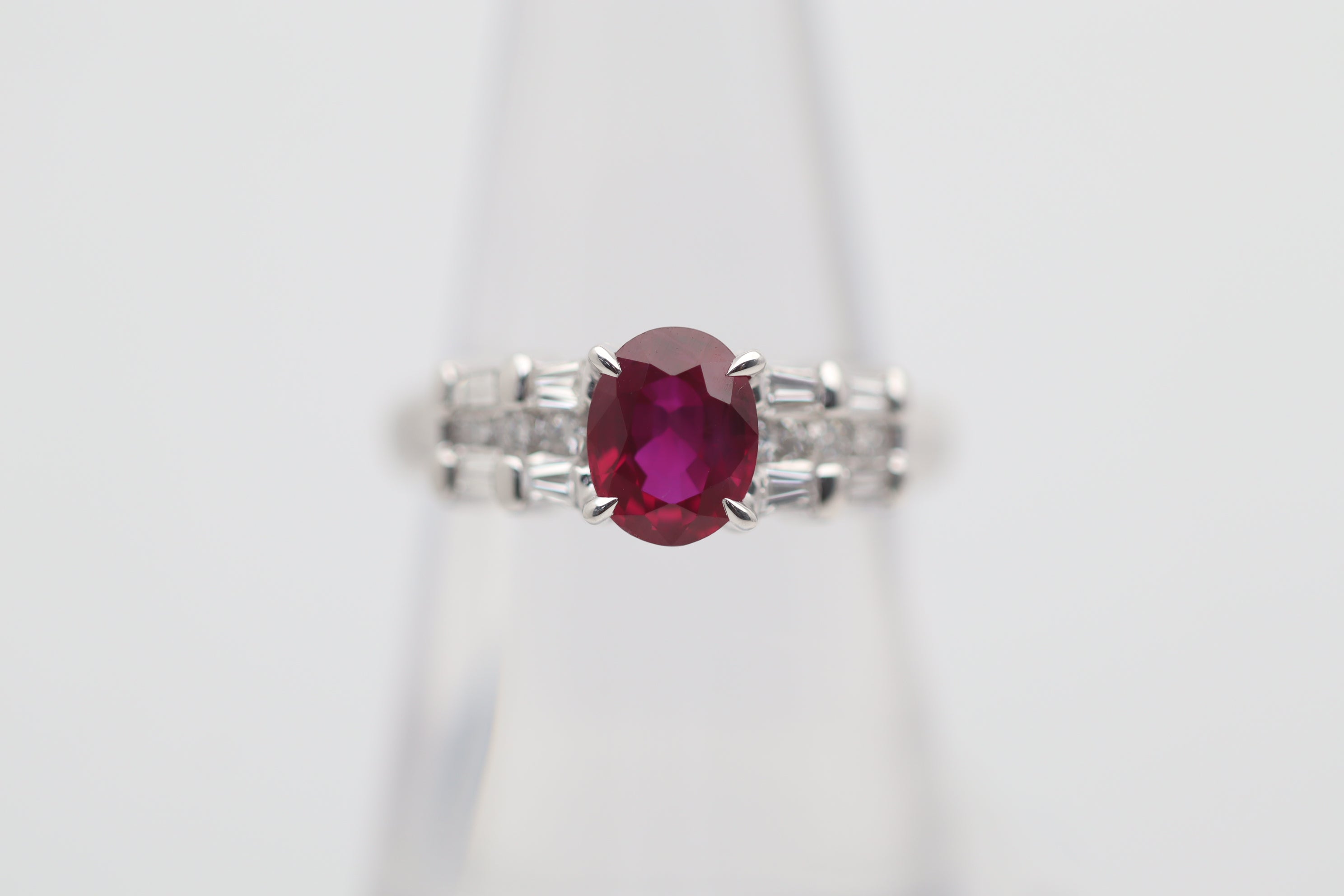 1.46 Carat Burmese Ruby Diamond Platinum Ring, GIA Certified