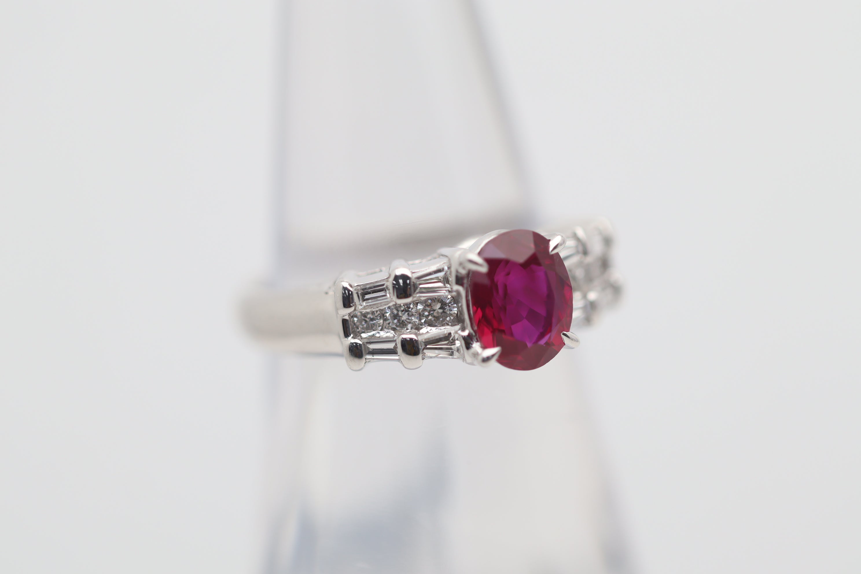 1.46 Carat Burmese Ruby Diamond Platinum Ring, GIA Certified