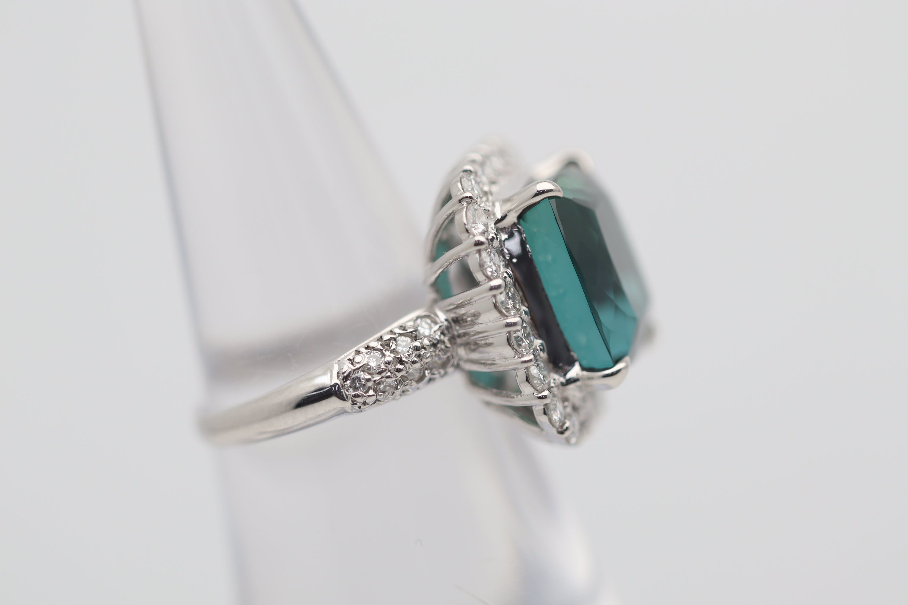 Gem Indicolite Tourmaline Diamond Platinum Ring