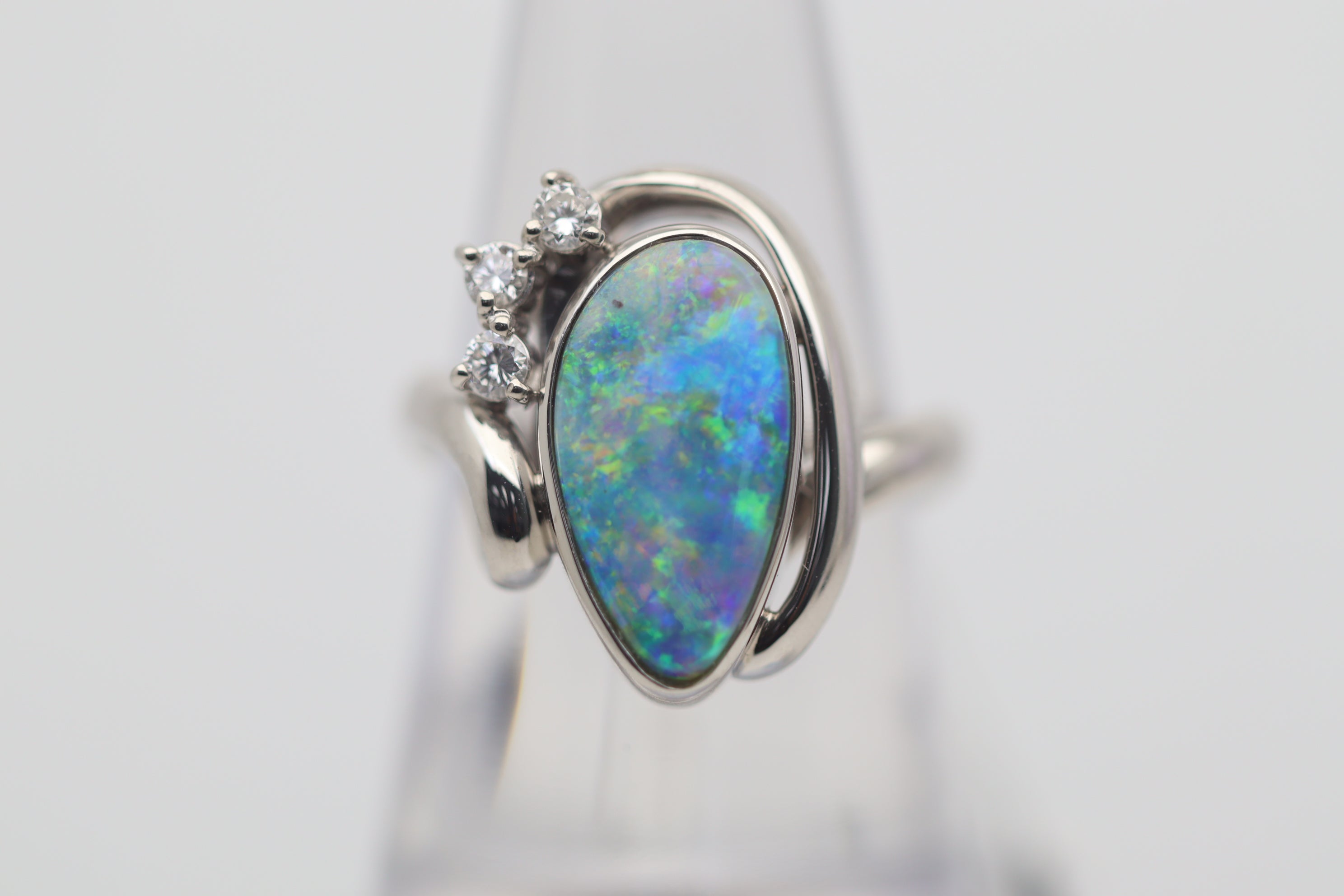 Australian Boulder Opal Diamond Platinum Ring