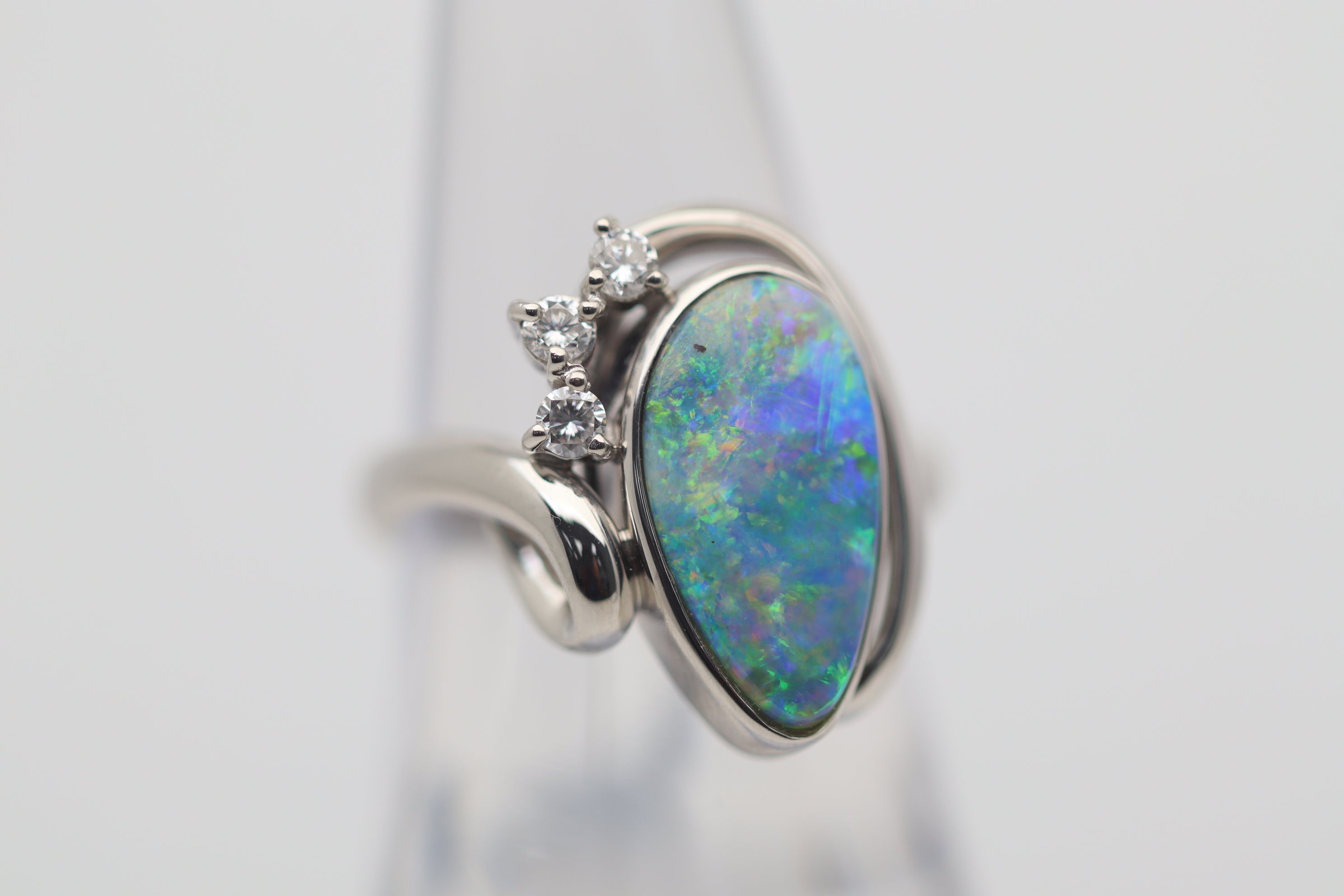 Australian Boulder Opal Diamond Platinum Ring