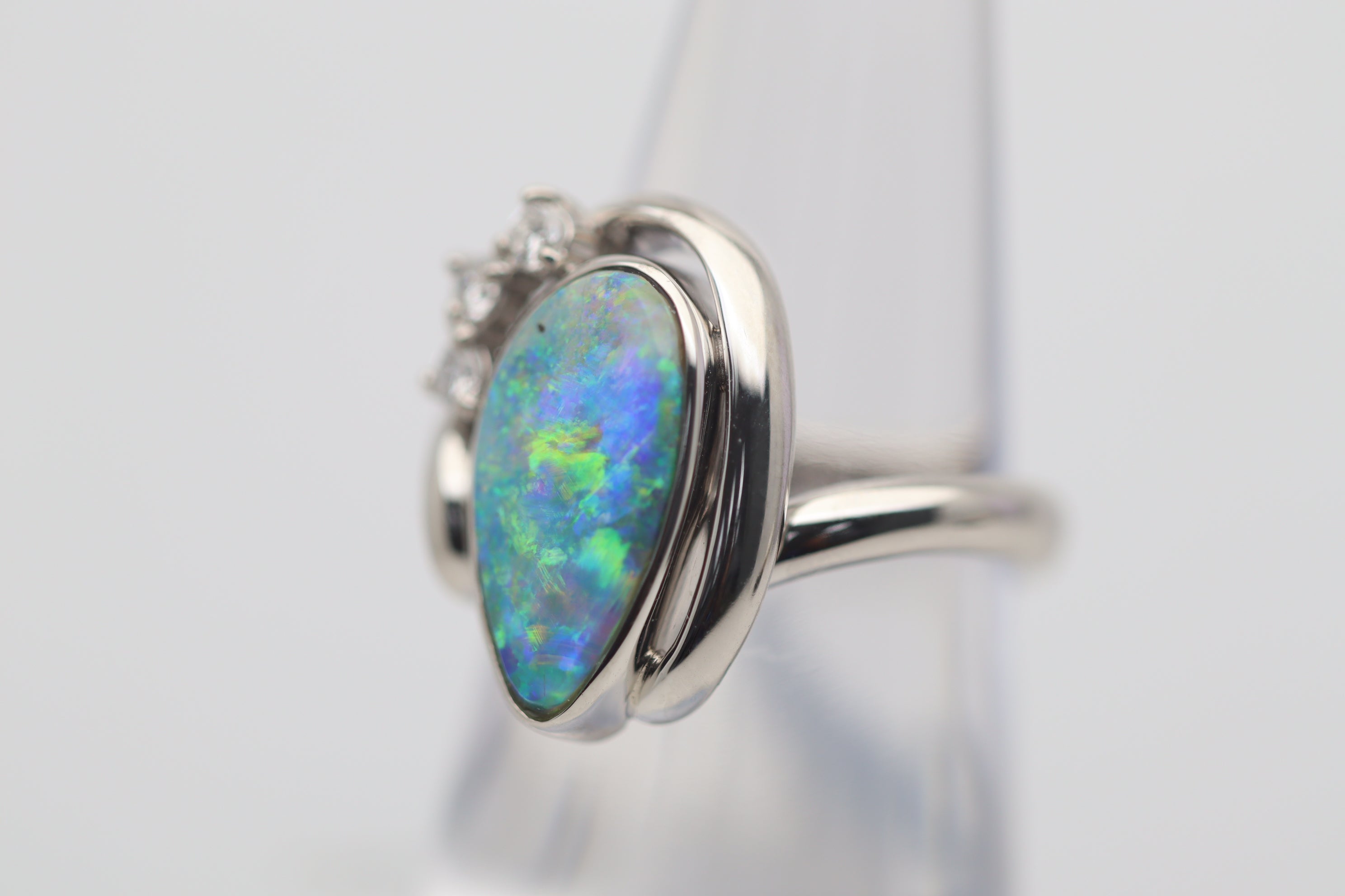 Australian Boulder Opal Diamond Platinum Ring