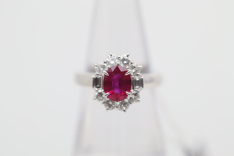 1.17 Carat Burmese Ruby Diamond Platinum Ring, GIA Certified