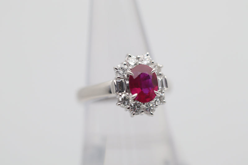 1.17 Carat Burmese Ruby Diamond Platinum Ring, GIA Certified