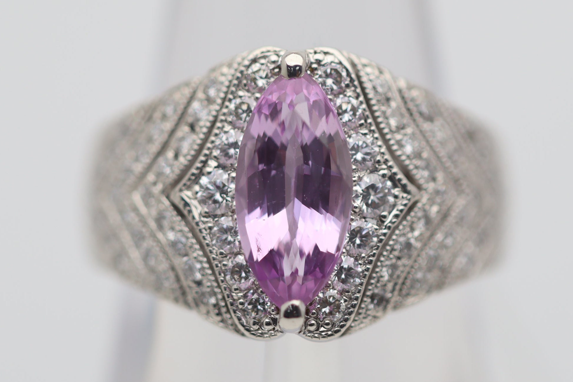 Pink Sapphire Diamond Platinum Ring