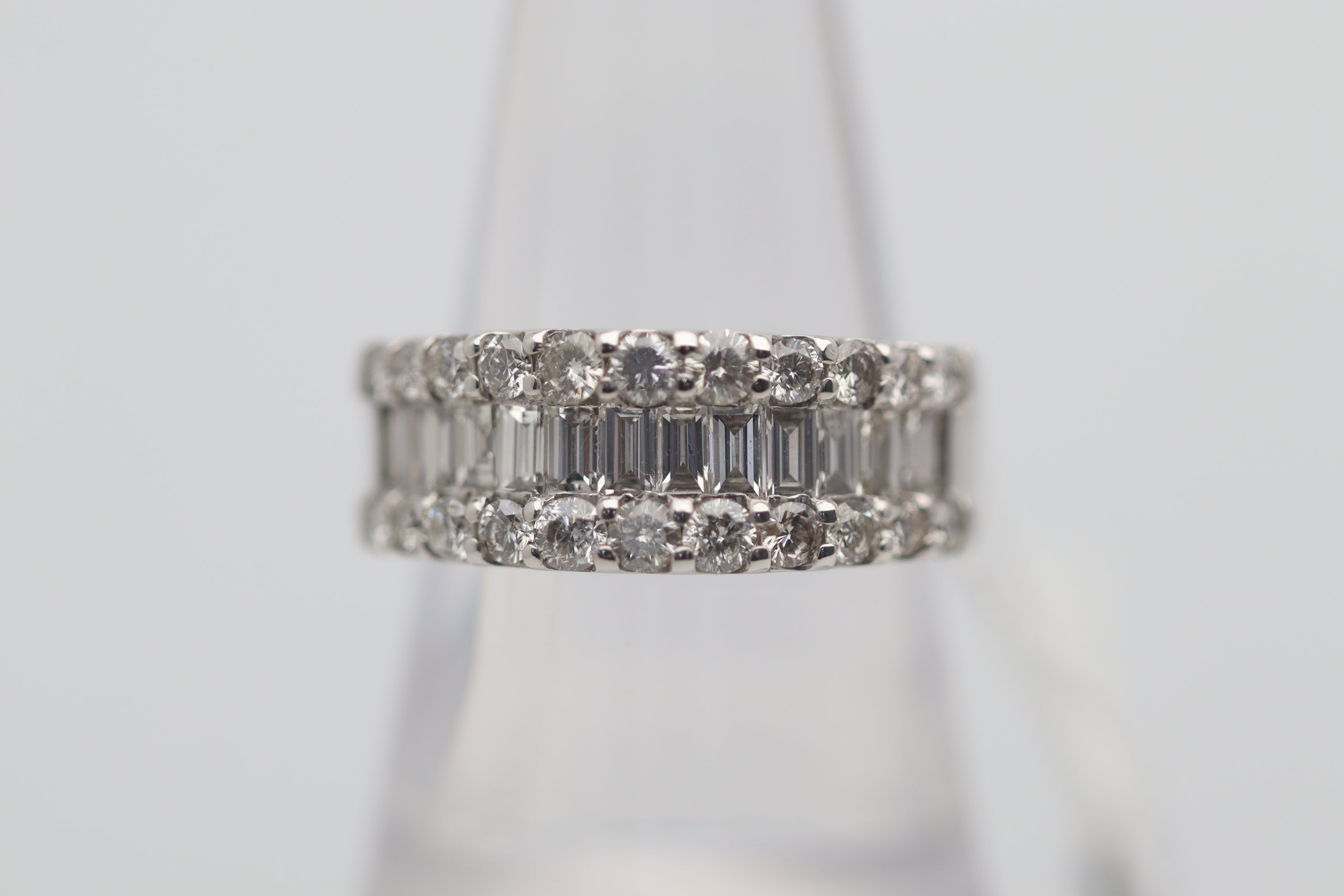 Diamond 3-Row Platinum Band Ring