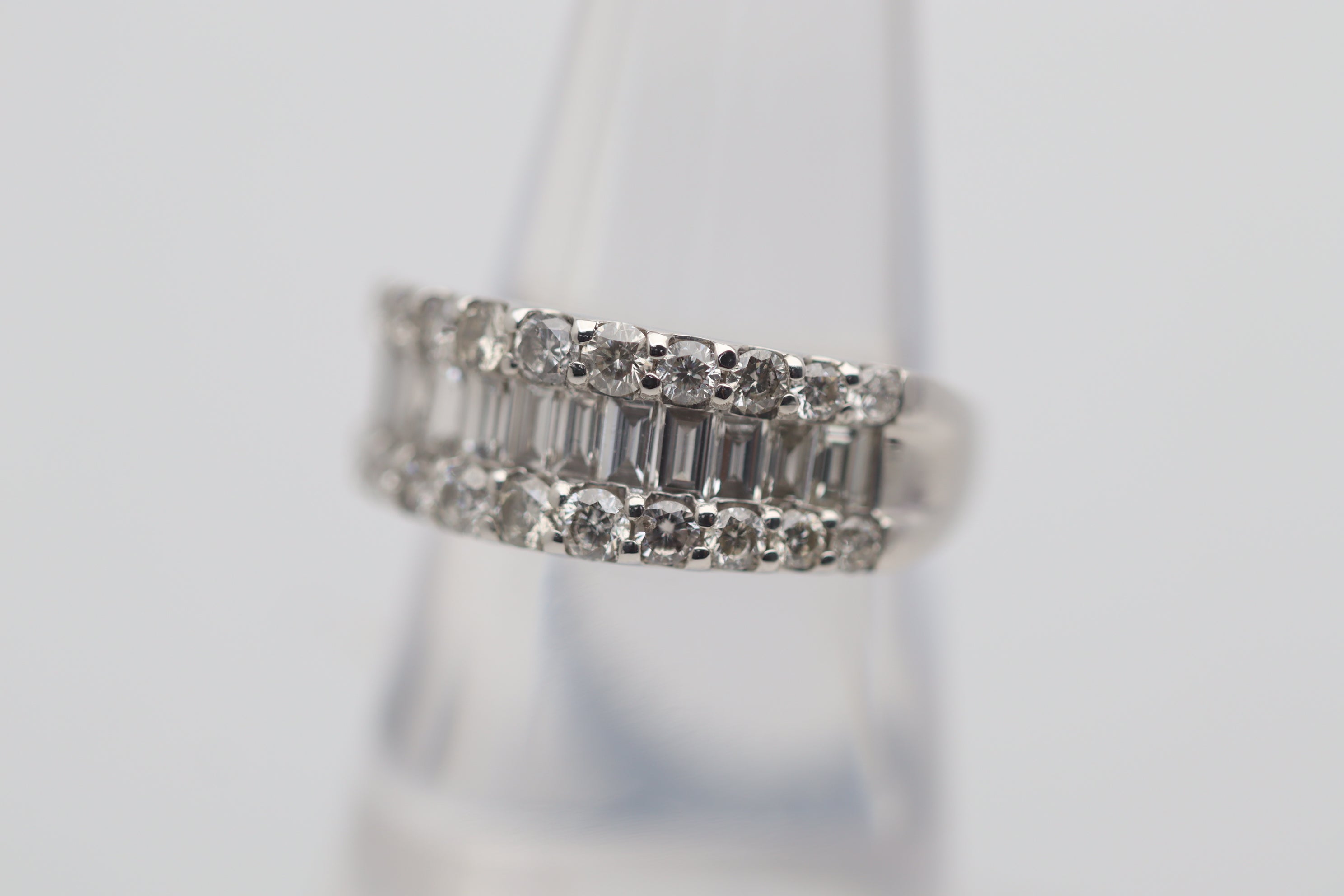 Diamond 3-Row Platinum Band Ring