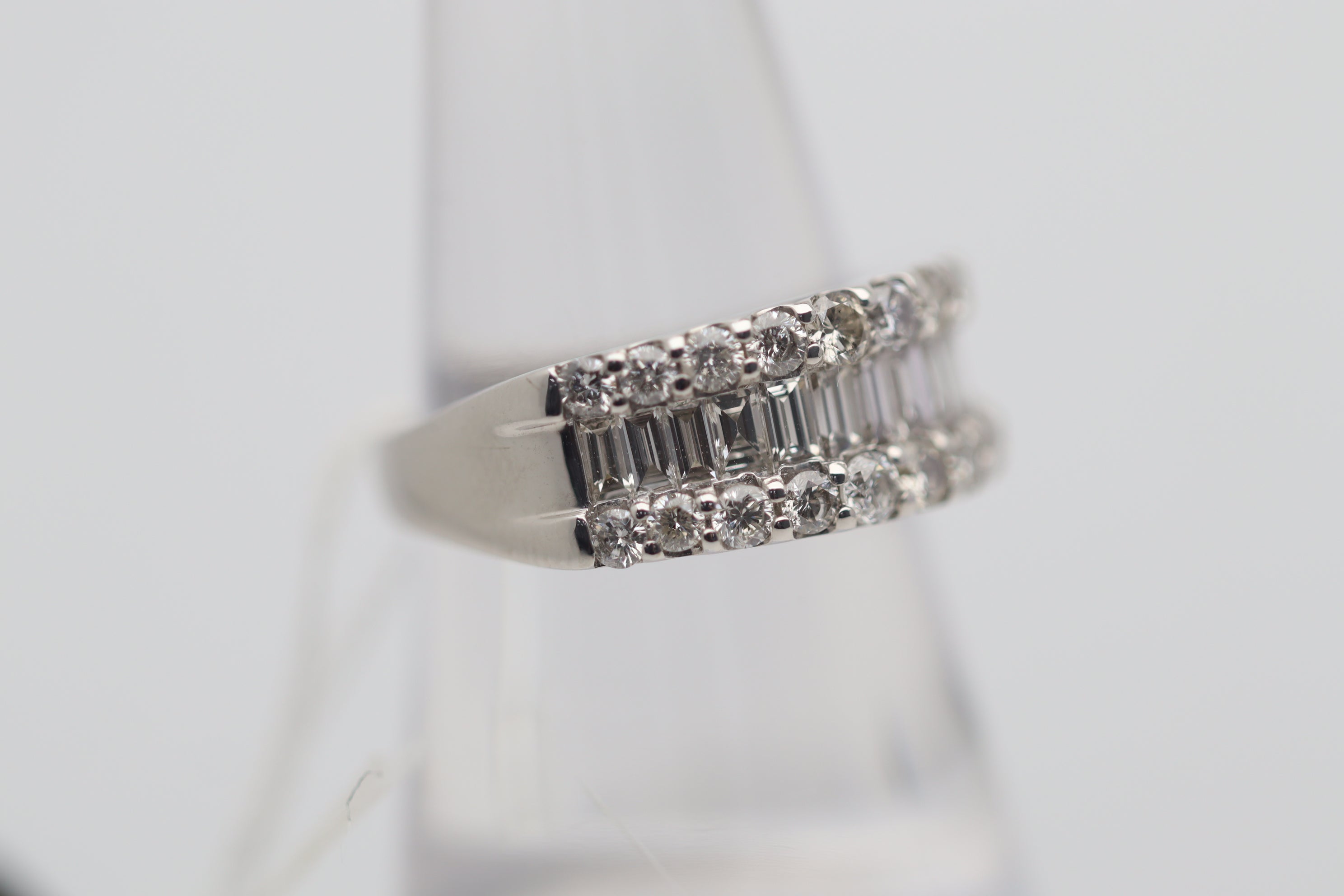 Diamond 3-Row Platinum Band Ring