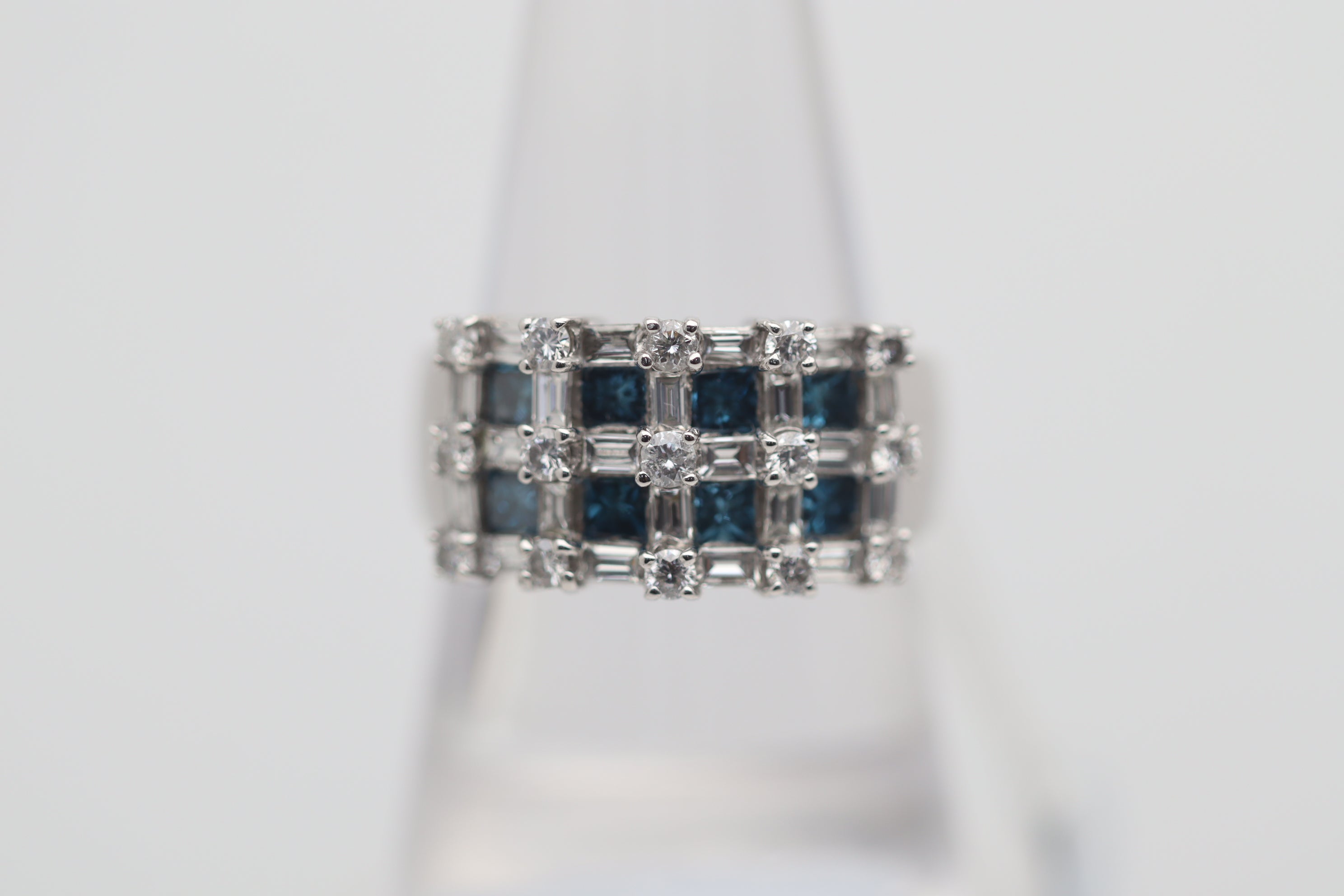 White & Blue Diamond Platinum Ring