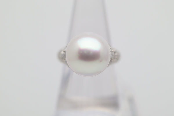 15mm South Sea Pearl Diamond Platinum Ring