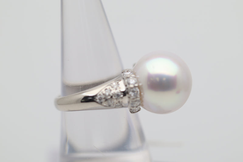 15mm South Sea Pearl Diamond Platinum Ring