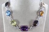 Multi-Color Gemstone Diamond Gold Necklace