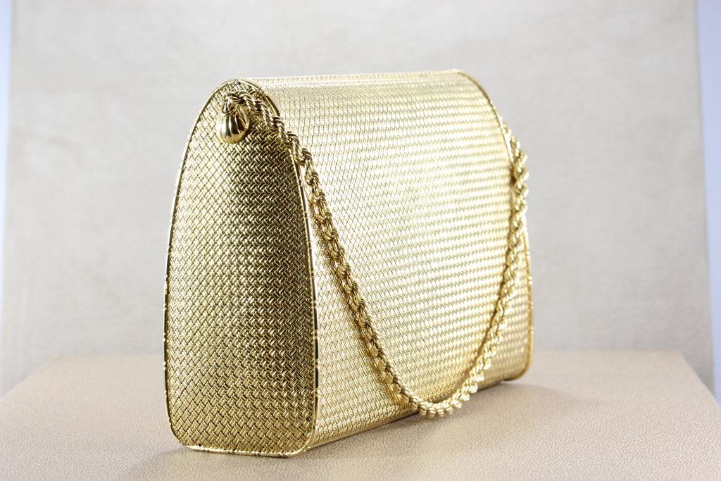 Judith Leiber Crystal Minaudiere Rhinestone Purse Gold Evening Clutch Hand  Bag | eBay