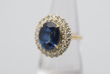 5.96 Carat Sapphire Diamond Double-Halo Gold Ring