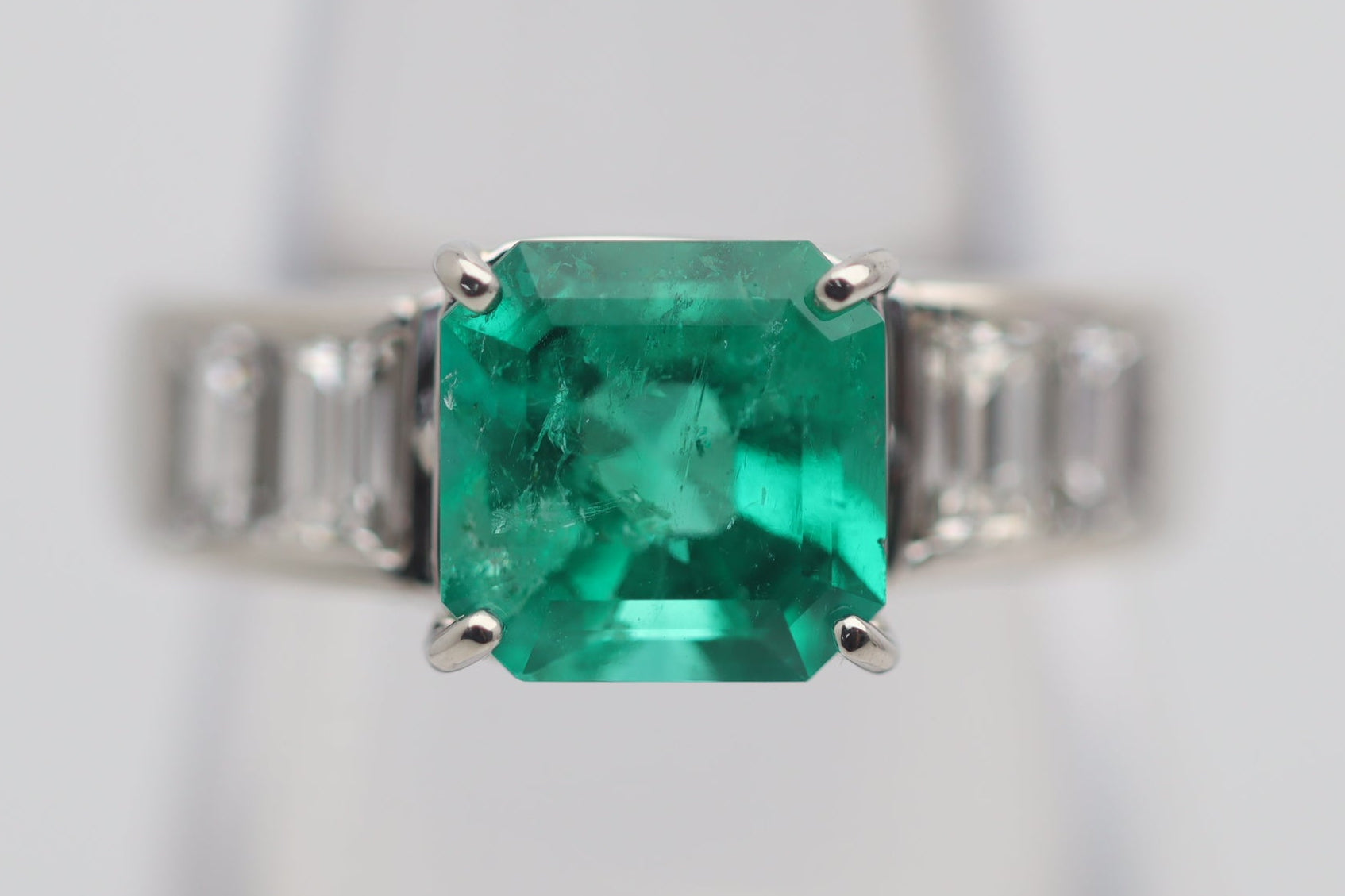 2.12 Carat Emerald Diamond Platinum Ring