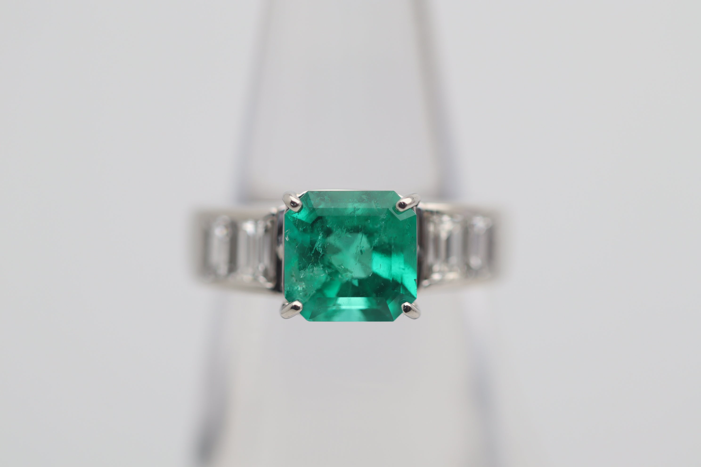 2.12 Carat Emerald Diamond Platinum Ring