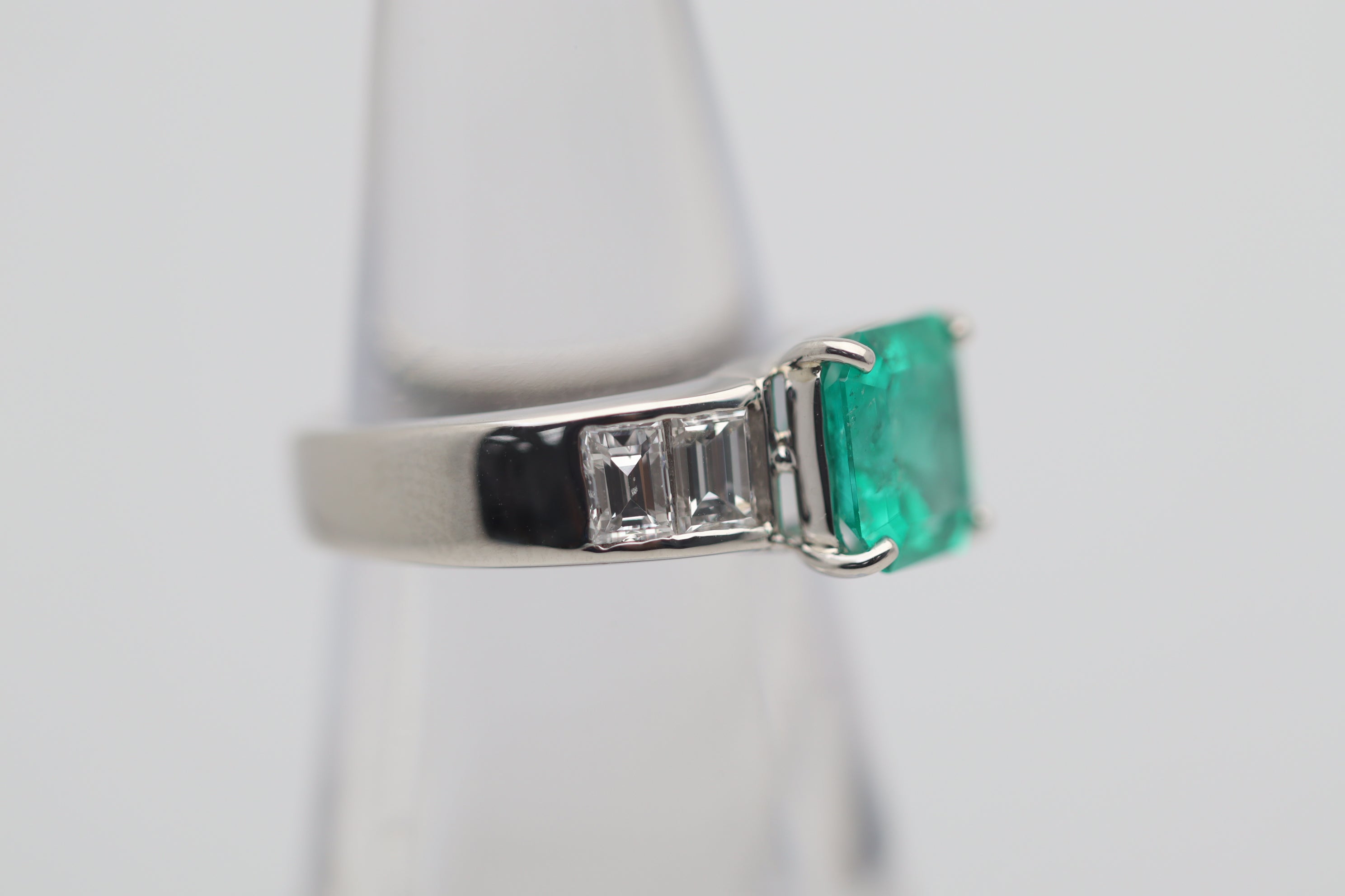 2.12 Carat Emerald Diamond Platinum Ring