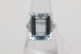 12.46 Carat Aquamarine Diamond Platinum Ring
