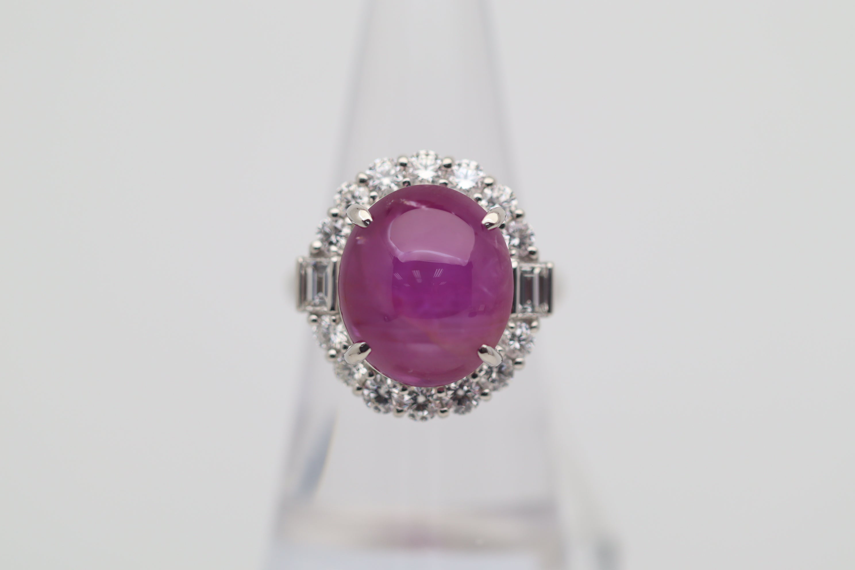 15.40 Carat Star Ruby Diamond Platinum Cocktail Ring