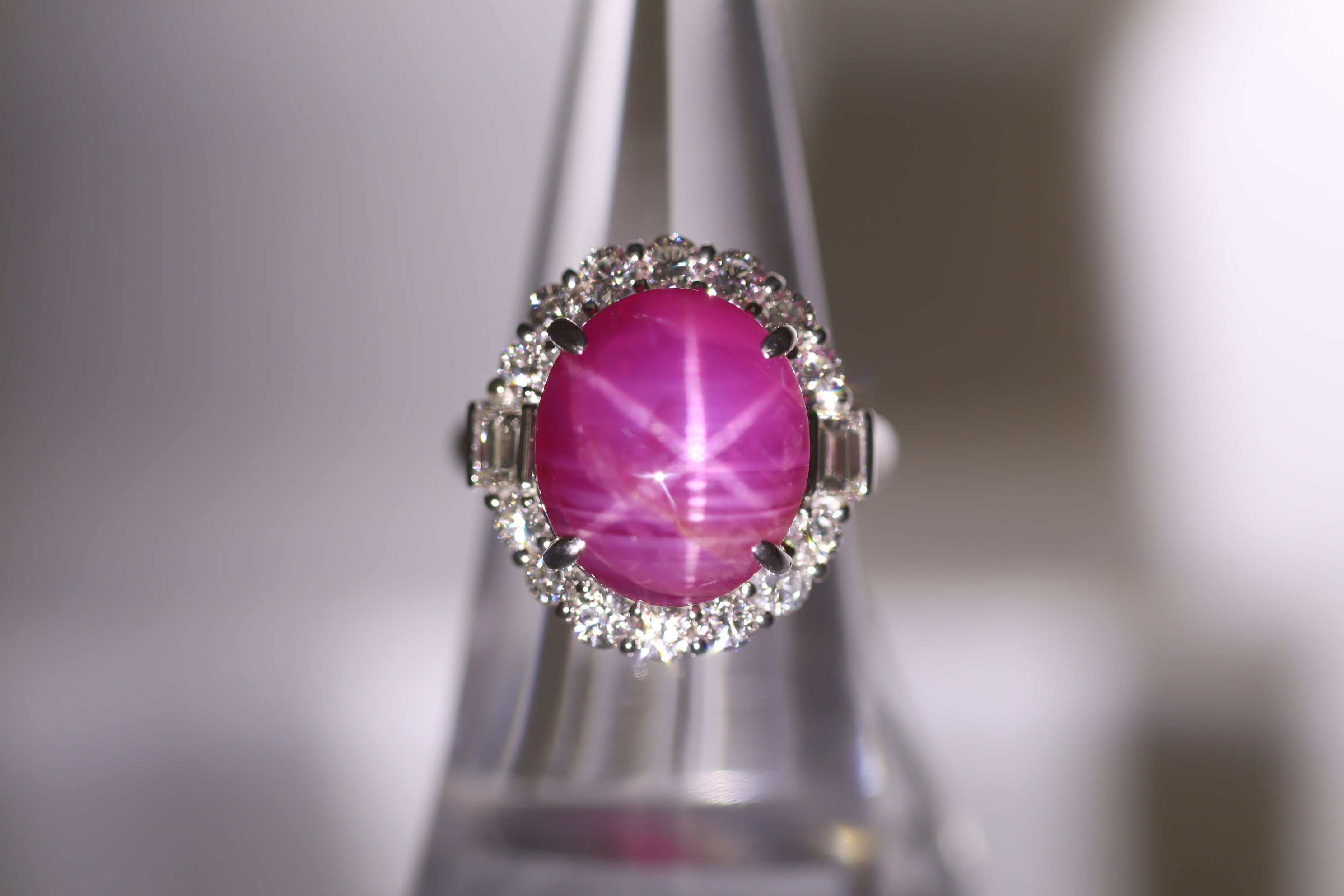 15.40 Carat Star Ruby Diamond Platinum Cocktail Ring