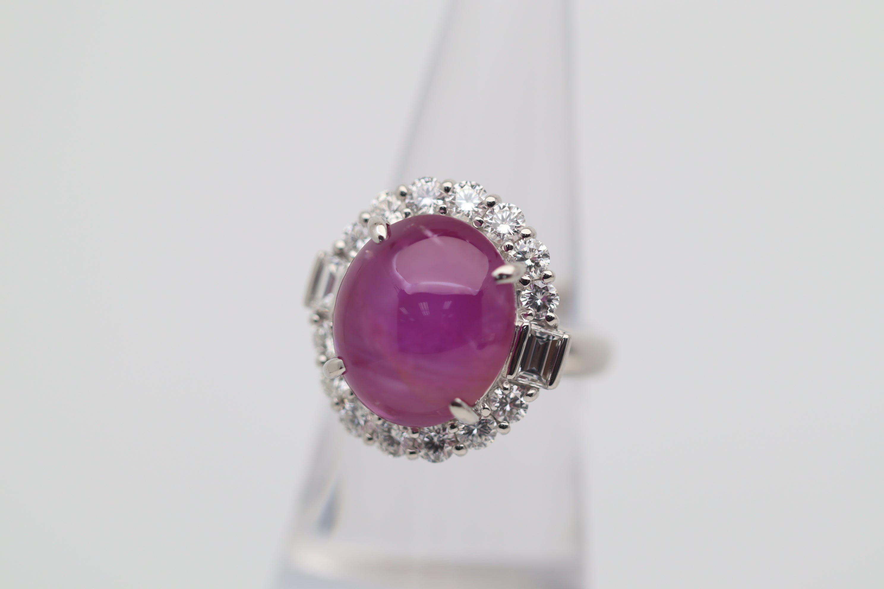 15.40 Carat Star Ruby Diamond Platinum Cocktail Ring