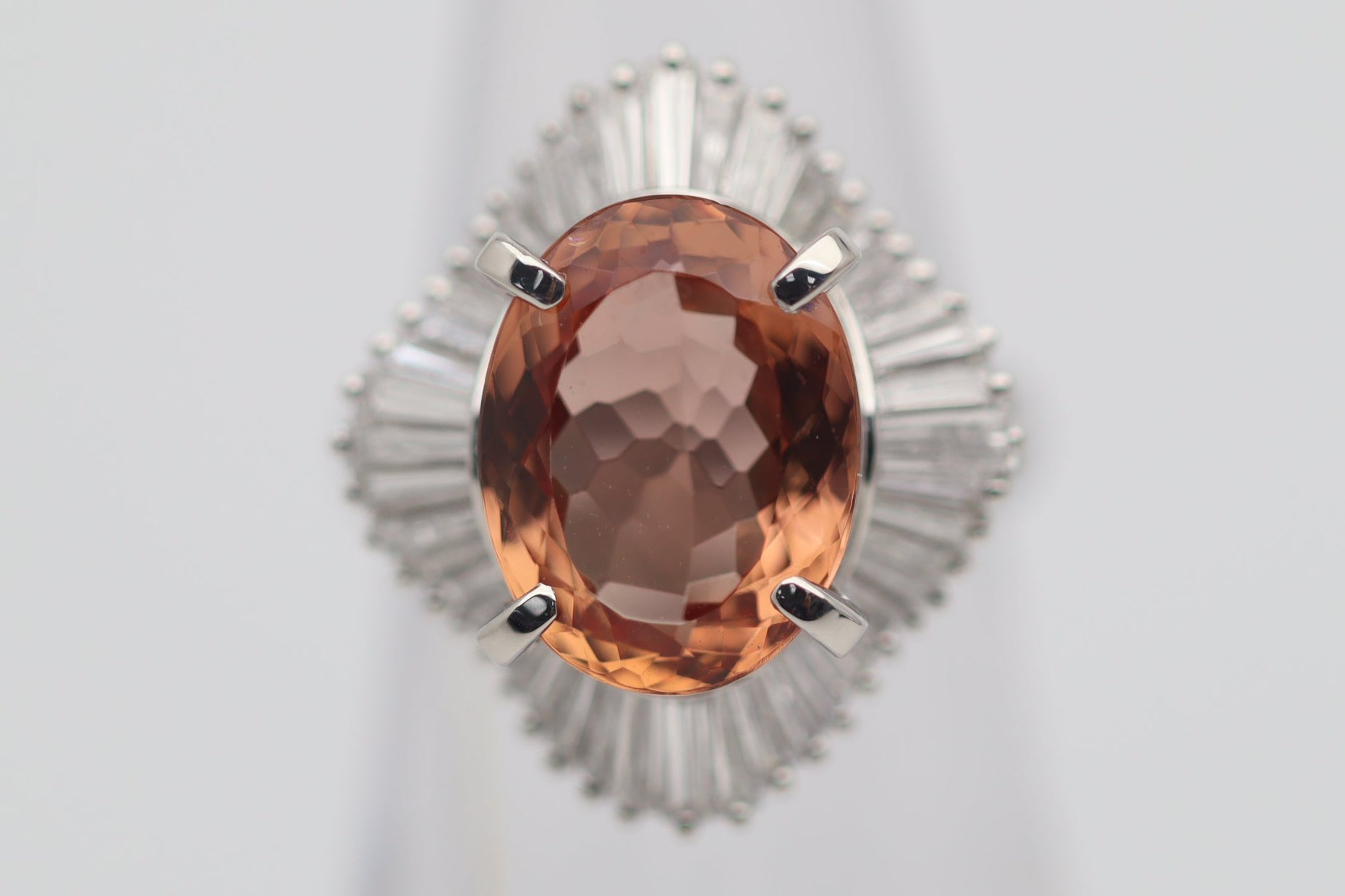 5.62 Carat Imperial Topaz Diamond Platinum Ballerina Ring