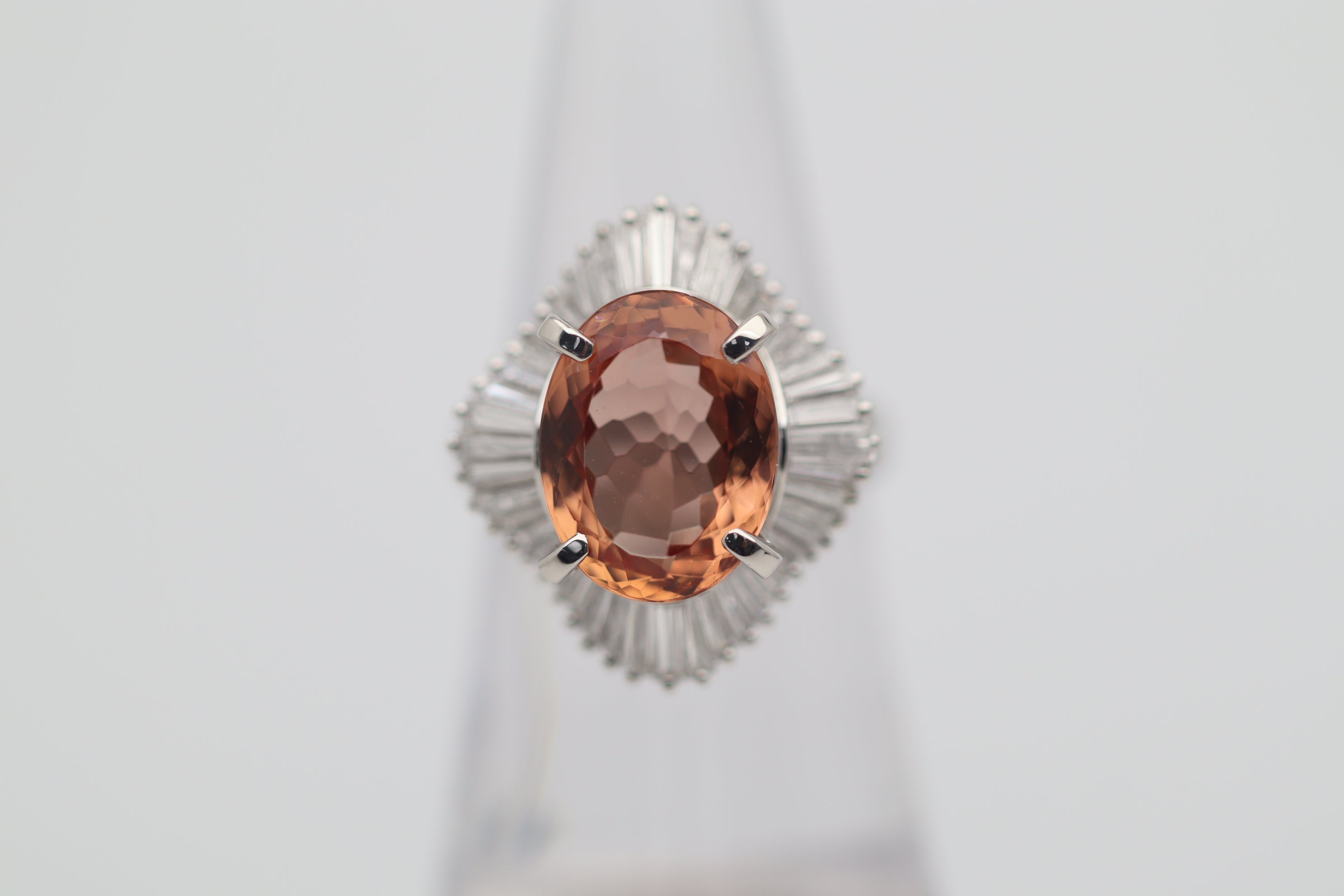 5.62 Carat Imperial Topaz Diamond Platinum Ballerina Ring