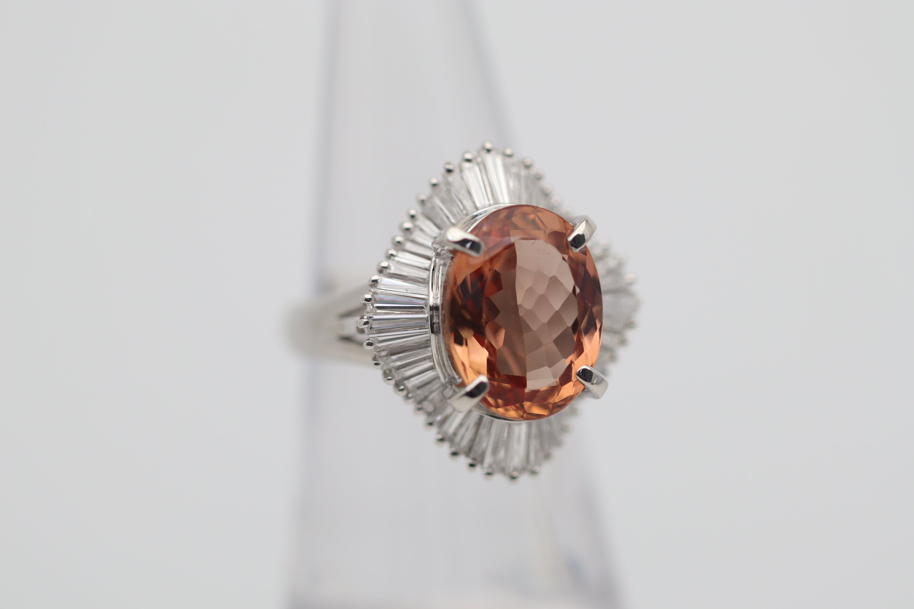 5.62 Carat Imperial Topaz Diamond Platinum Ballerina Ring