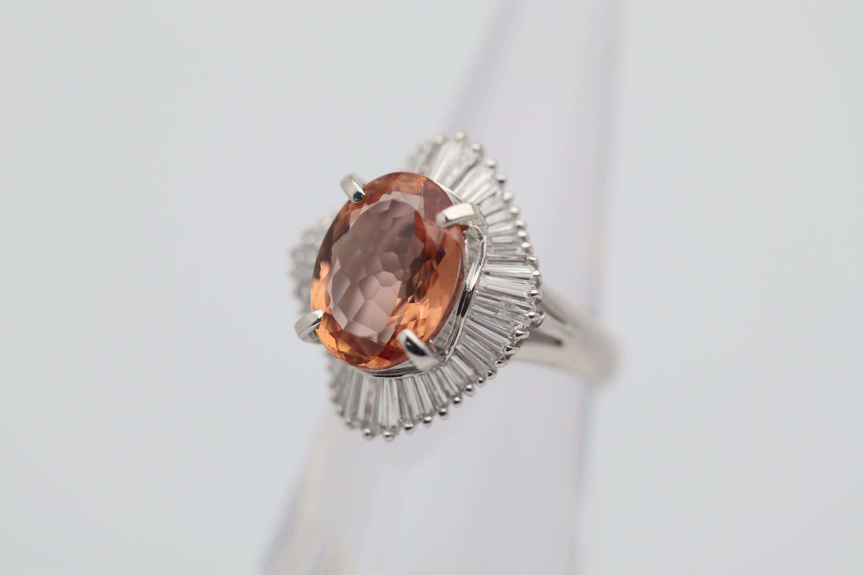 5.62 Carat Imperial Topaz Diamond Platinum Ballerina Ring