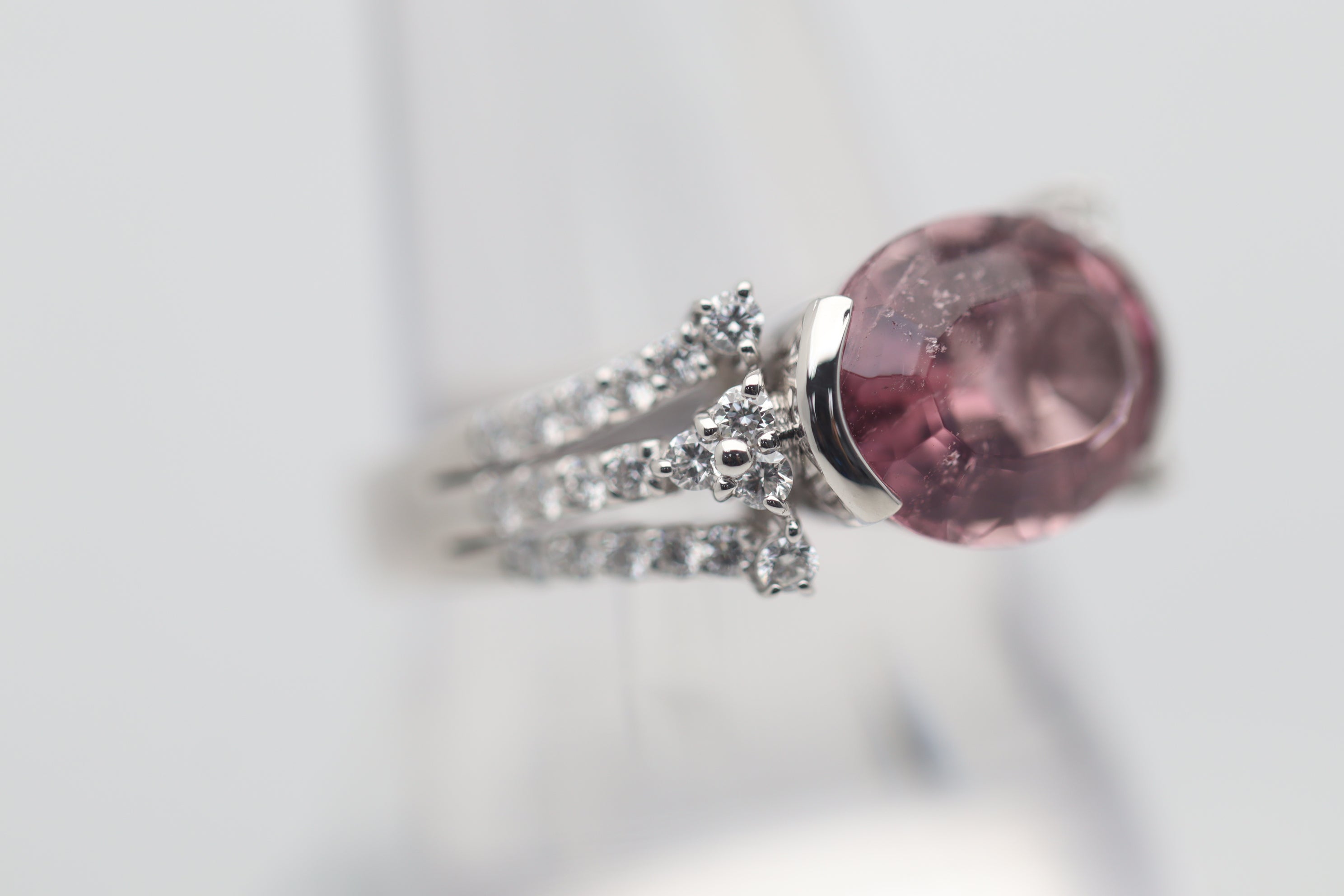 Pink Tourmaline Diamond Gold Ring