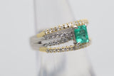 Emerald Diamond Two-Tone Gold & Platinum Multi-Band Ring
