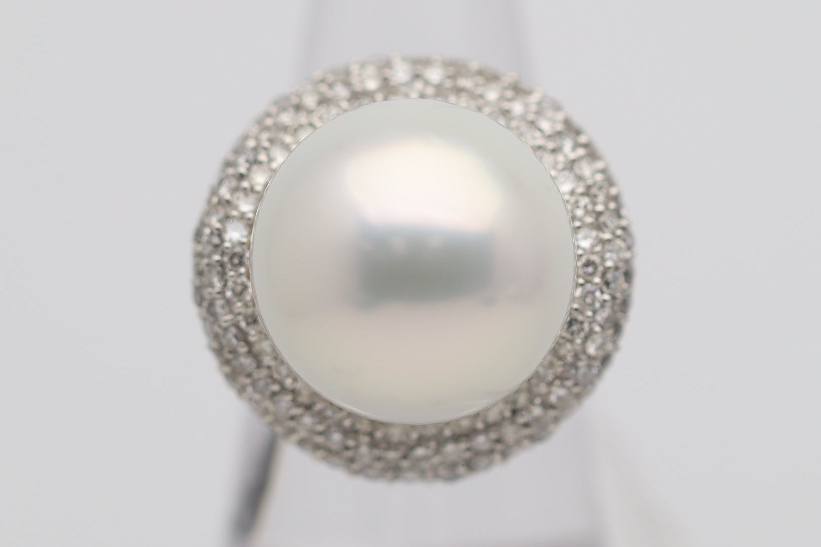 17.2mm South Sea Pearl Diamond Platinum Cocktail Ring