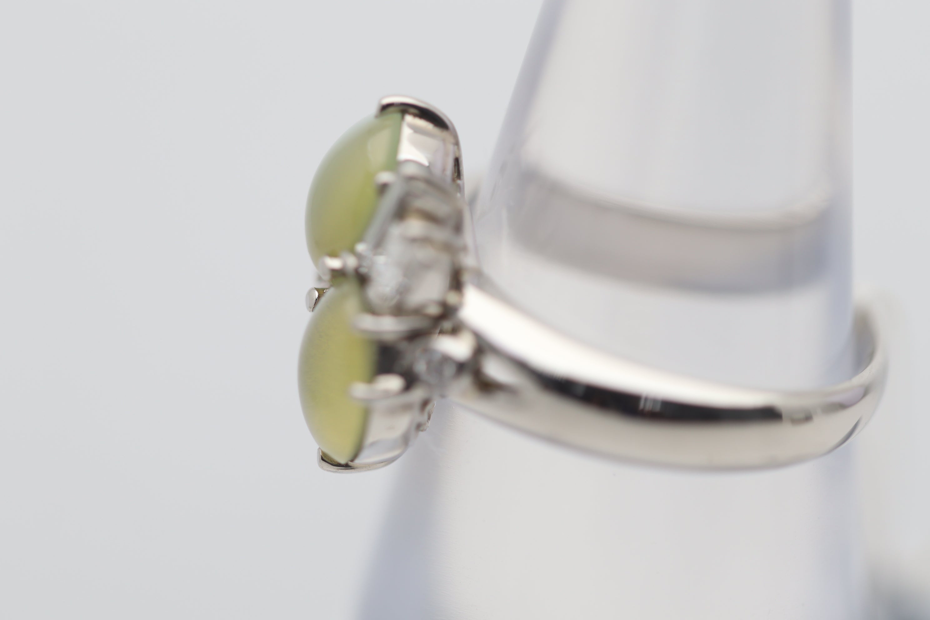 Cats Eye Chrysoberyl Diamond Platinum Twin Ring