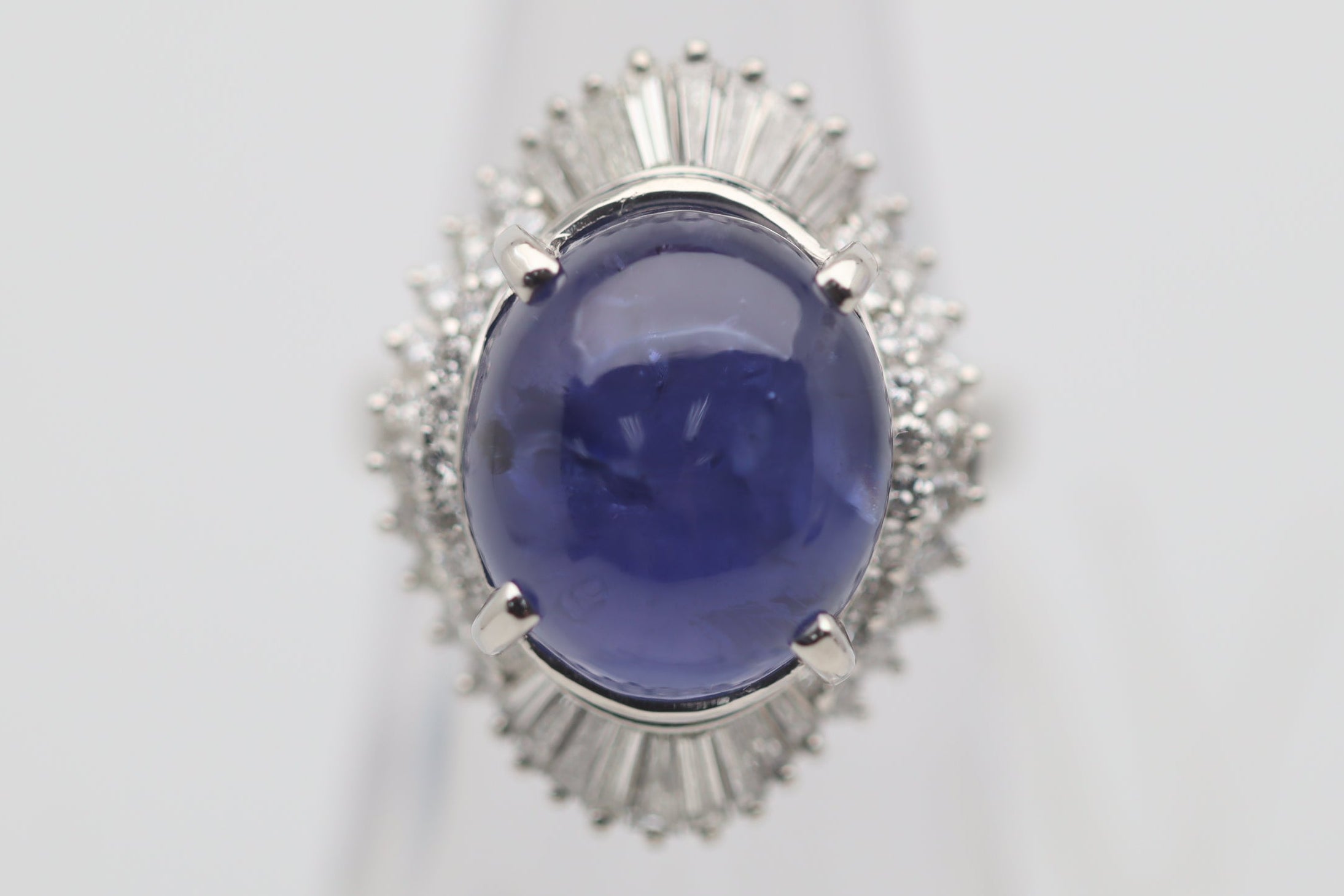 10.50 Carat Color-Change Star Sapphire Diamond Platinum Ring