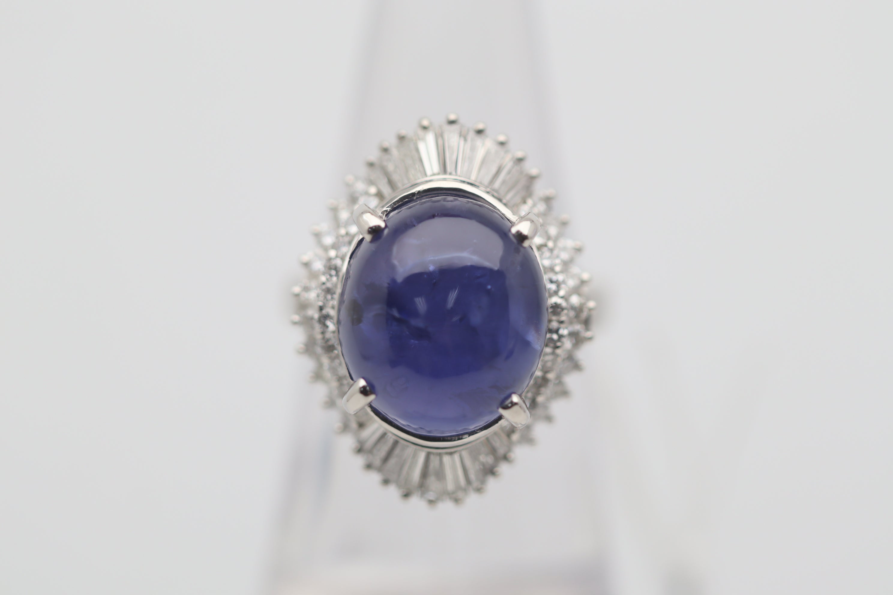 10.50 Carat Color-Change Star Sapphire Diamond Platinum Ring