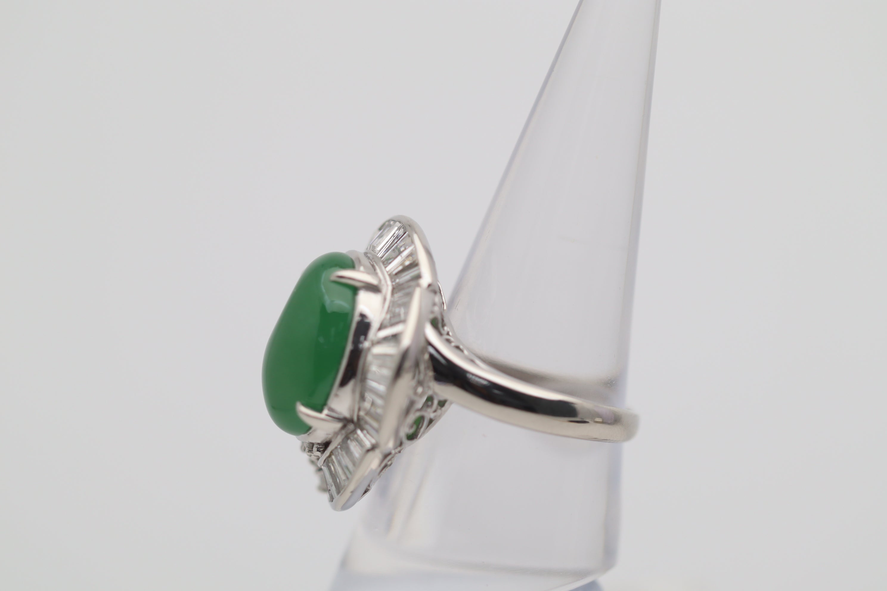 Jadeite Jade Diamond Platinum Cocktail Ring