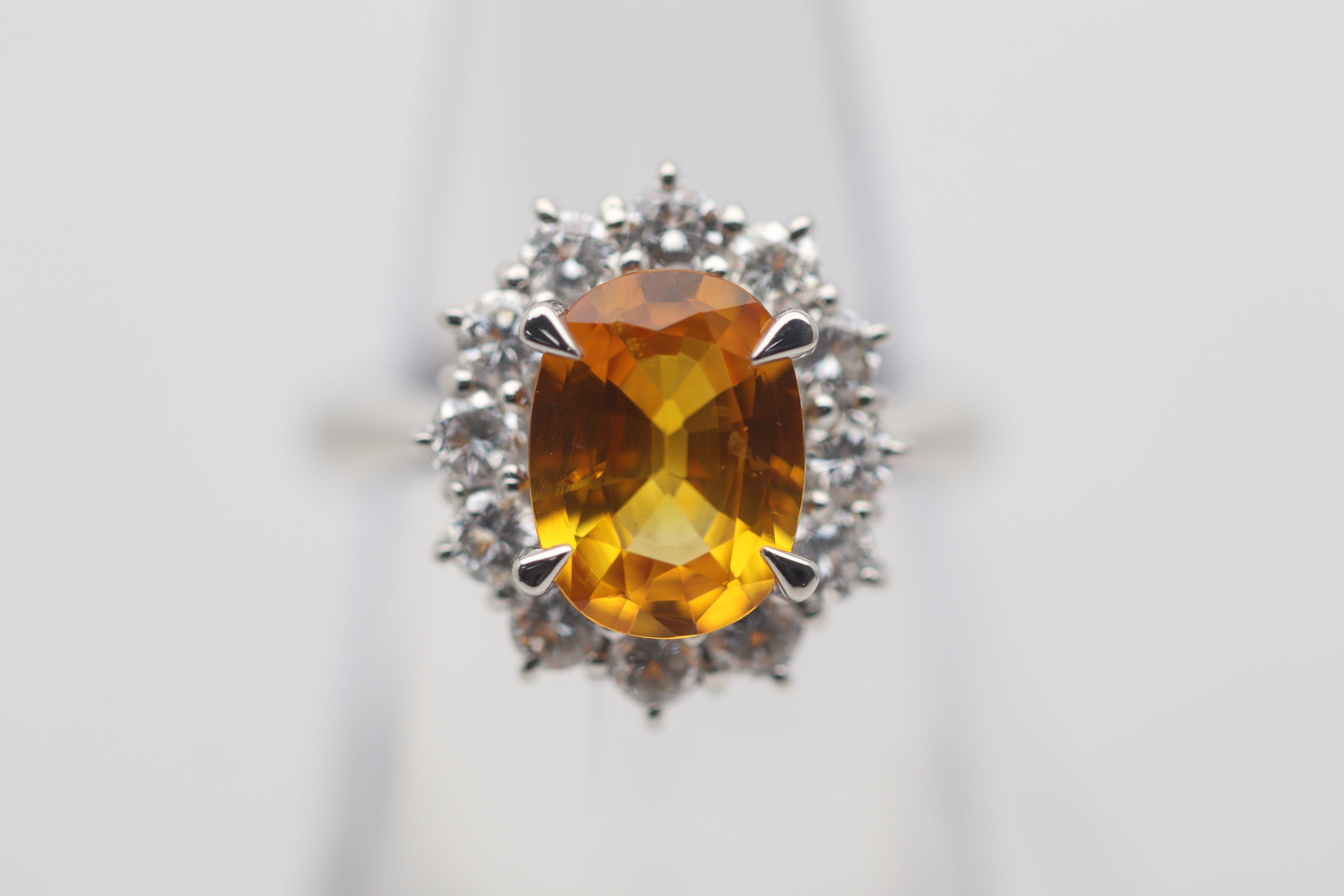 2.54 Carat Orange Sapphire Diamond Platinum Ring