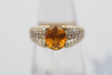 3.21 Carat Orange Sapphire Diamond Gold Ring