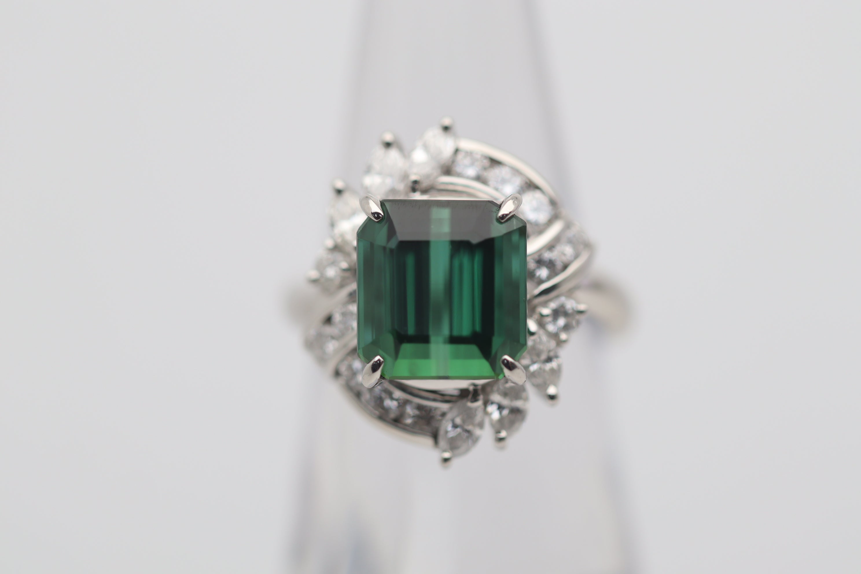 Gem Tourmaline Diamond Platinum Ring