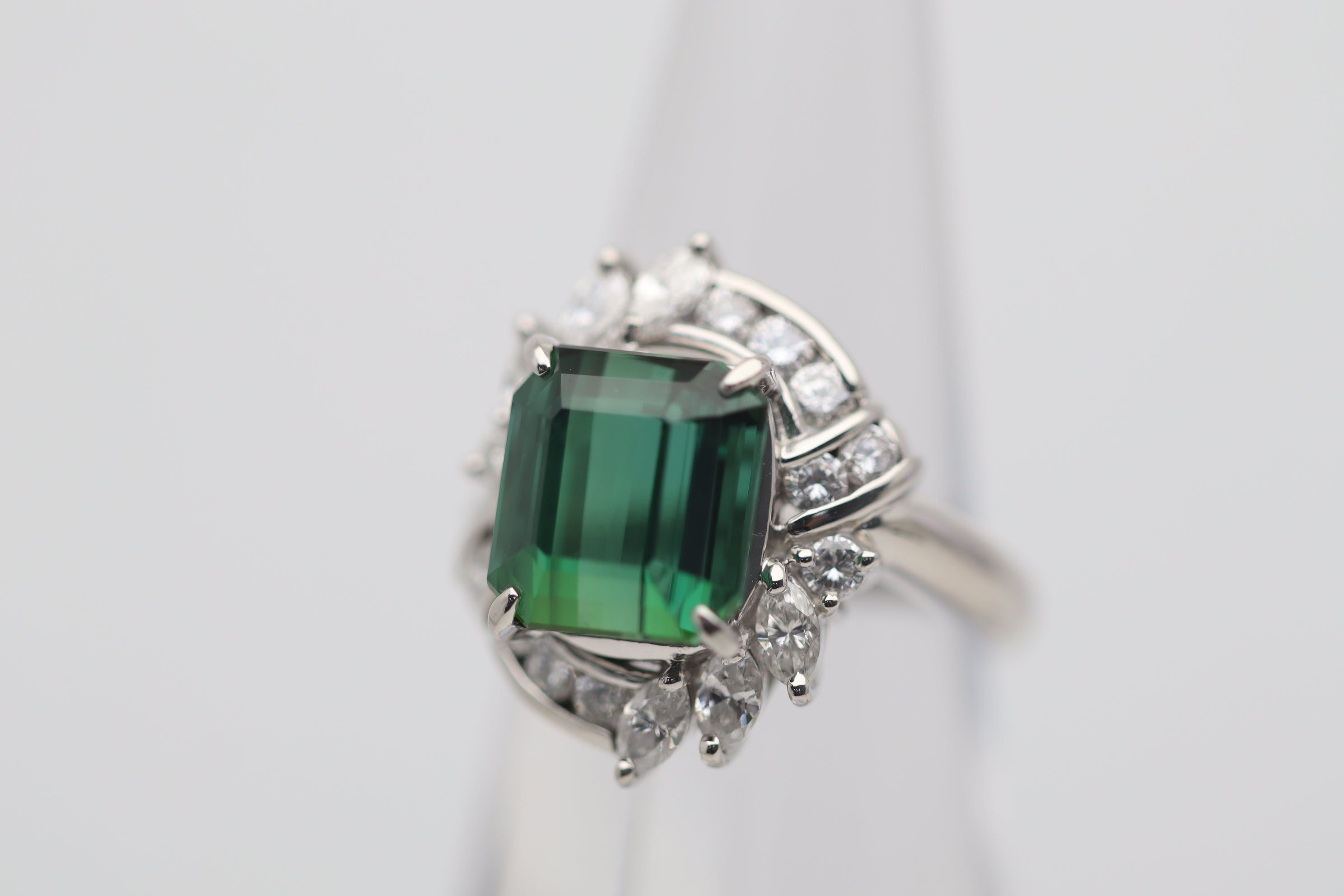 Gem Tourmaline Diamond Platinum Ring