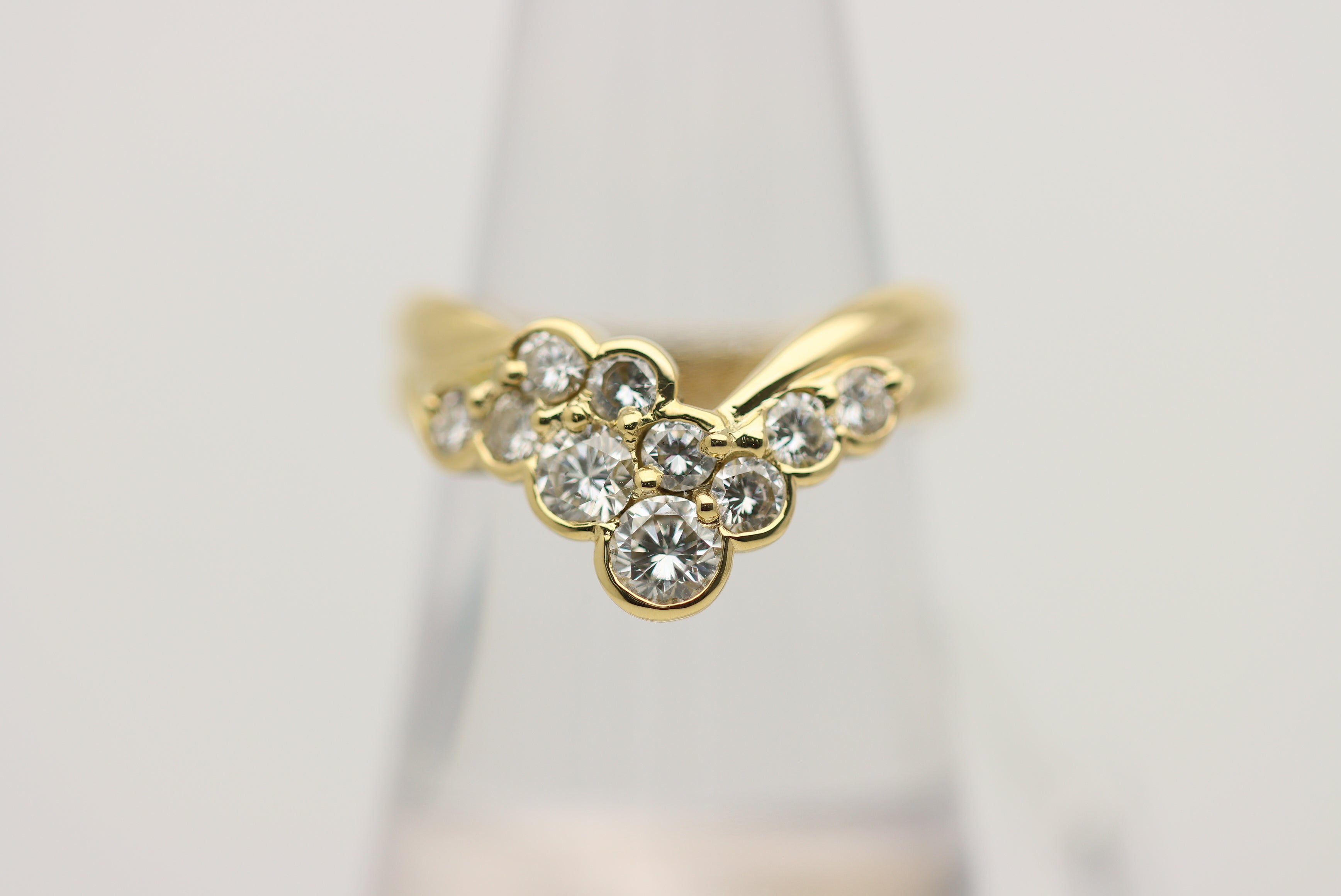 Diamond Gold V-Shape Band Ring